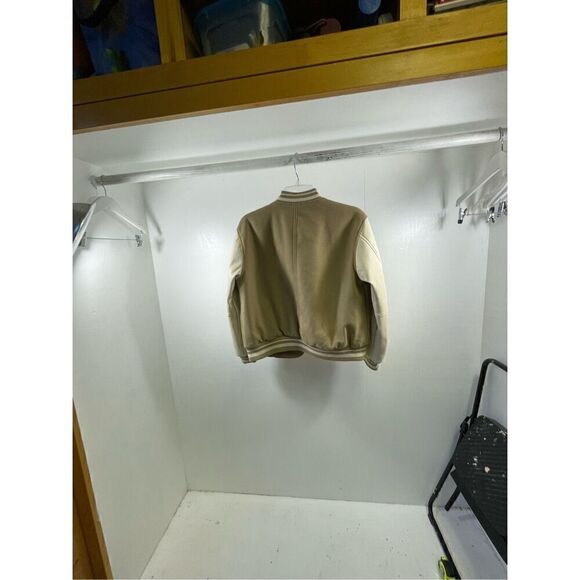 Zara NWOT Beige Contrast Varsity Bomber Jacket Size 13-14 - Picture 6 of 8